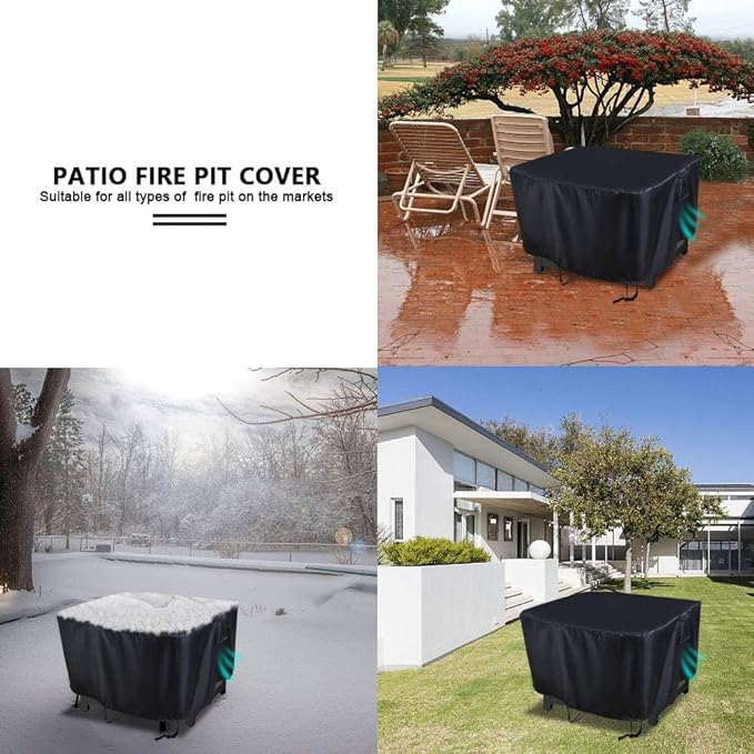 Fire Pit Table Cover, Waterproof Table Cover for 30 x 12 inch Fireplace Firepit Outdoor Prep Table Patio Backyard Garden