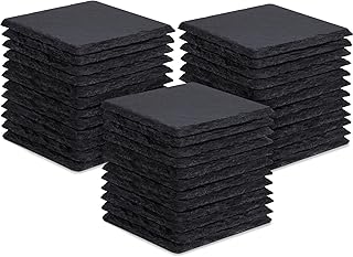 36 Pieces Slate Drink Coasters, GOH DODD 4 Inch Black Coasters Stone Coaster Set, Laser Engraving Blanks with Anti-Scratch Bottom for Home Office Bar Outdoor Housewarming Gifts Wedding Party, Square