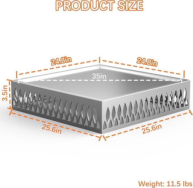 Stainless Steel Fire Pit Base for Surface Protection, X24 (25.6 Inch) Metal Fire Pit Mat, Heavy Duty Accessory for Solo Stove, Deck Protector with Air Vents for Indoor Outdoor Use