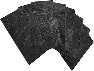 AULIGET 100 Piece Black Slate Peel and Stick Backsplash Wall Tiles, 3" x 6" PVC Faux Stone Stick on Tiles for Backsplash Kitchen, Bathroom, Laundry Room, Camper, Fireplace