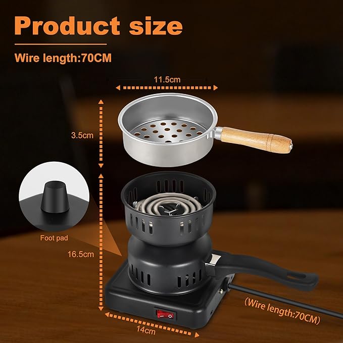 Multipurpose Electric Charcoal Burner -500W Coal Burner Hot Plate Electric Stove Coconut Starter for Shisha Hookah Coals aa & Faster
