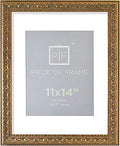 Golden State Art, 11x14 Ornate Finish Photo Frame, with White Mat for 8x10 Picture & Real Glass, Color: Bronze
