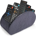 Remote Control Holder, PU Leather Remote Caddy Desktop Organizer with 5 Spacious Compartments for TV Remotes/Media Controllers/Office Supplies (1-Carved Black