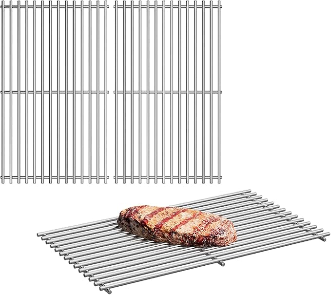 18.7''D x 33.3''W Grill Grates Replacement for Weber Genesis II/LX 400 Series Grills ，Silver Stainless Steel Grill Grate for Genesis II E/S-410,3Pack Grill Grates for Weber OEM Parts 660089