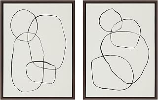 Kate and Laurel Sylvie Modern Circles and Going in Circles Framed Canvas Wall Art Set by Teju Reval of SnazzyHues, 2 Piece Set 18x24 Natural, Beautiful Abstract Minimalist Wall Art