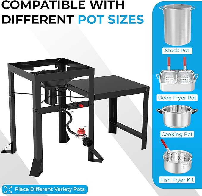 Approved Outdoor High Pressure Dual Jet Burner Gas Boiler & Cooker with 130,000BTU, 10PSI CSA Approve Adjustable Regulator, for Outdoor Fryer, Canjun Fry & Boil, Maple Syrup Prep, Seafood Boil.