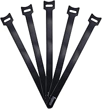 Superun 50 Pcs Black 10 Inch Fastening Cable Ties Reusable Cord Organizer, Adjustable Hook and Loop Wire Wrap Cable Management