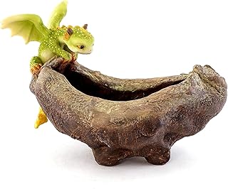 Top Collection Rex The Green Dragon - Mini Collectible Fantasy Figurine Planter (Perched on Planter)