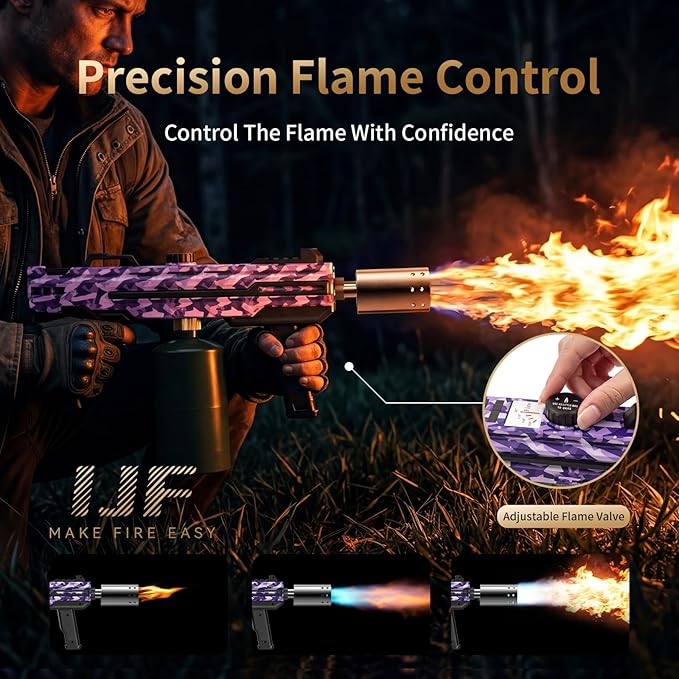 Propane Torch Gun, Adjustable Flame Blow Torch for Cooking, Powerful Grill Torch and BBQ Torch for Charcoal, Fire Torch for Searing Steak, Camping and Outdoor Use (Tank Not Included)