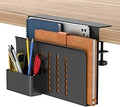 HAMOPY Desk Side Storage, Single-Layer Steel Hanging Desk Organizer with Magnetic Pen Holder, No Drilling Desk Drawer Cable Management Tray, Under Table Laptop Holder for Office, School&Home(Black)