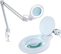Neatfi LED Bifocal Magnifying Lamp 1,200 Lumens – 5” Glass Lens, Dual Magnification 2.25X/6X, Dimmable | Adjustable Arm with Clamp | Crafting, Jewelry & Reading (5 Diopter + 20 Diopter, White)