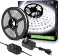 Lepro LED Strip Light White, 16.4ft Dimmable Vanity Lights, 6000K Super Bright LED Tape Lights, 300 LEDs 2835, Strong 3M Adhesive, Suitable for Home, Kitchen, Under Cabinet, Bedroom, Daylight White