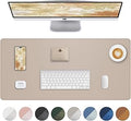 Leather Desk Pad Protector, Mouse Pad, Office Desk Mat, Non-Slip PU Leather Desk Blotter, Laptop Desk Pad, Waterproof Desk Writing Pad for Office and Home (Beige, 31.5" x 15.7")