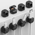 8 Pack Rotatable Cable Clips,Spring Cord Organizer Desk Cable Management Cord Holder Adhesive Phone Charger Cord Clips for Home Office Car Wall Nightstand Accessories Black