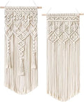 Mkono 2 Pcs Macrame Woven Wall Hanging Boho Chic Geometric Art Decor - Beautiful Bedroom Nursery Apartment Home Decoration, Gift for Girls Adults Birthday Christmas, 28" L x 13" W