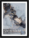 Fxojyvo 12x16 Frame Black, Display Picture 10x14 with Mat or 12 x 16 Without Mat, Wall Hanging Large Picture Frame for Diamond Art Painting 30x40cm - 1 Pack