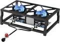 FIRE RIOT Tabletop Double Burner Camp Stove - 100,000 BTU Portable Propane Gas Cooker with CSA Regulator - Heavy-Duty Steel Frame for Camping, BBQ & Outdoor Cooking