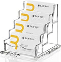 SANRUI Clear Acrylic Business Card Holder for Desk Display Stand Holders Organizer Rack , 4 Tier 4 Pocket , Holds 200 cards
