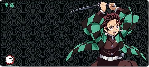 Demon Slayer Kimetsu No Yaiba Tanjiro Gaming Mouse Pad, Computer Mouse Mat, Flat Stitched Edge, Non-Slip Rubber Base, Gamers & Office Use - Officially Licensed