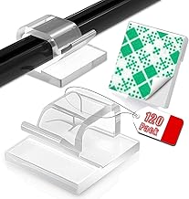 Latoxcaa 120PCS Heavy-Duty Adhesive Cable Clips, Clear Traceless Cord Organizer & Wire Holders for Wall, Desk, Car, LED Strips and Outdoor Lights (Small)