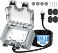 Outdoor Outlet Box with 32.8Ft Extension Cord,NEMA 5-15R,IP66 Waterproof Outdoor Outlet Box w/Lockable Cover & LED Indicator (Double Plug Socket) -Perfect for Gardens, Yards & Sports Fields