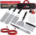 Griddle Accessories Kit - 11 Piece Griddle Tool Kit - Stainless Steel Metal Spatula Set, Scraper, Turner, Tongs, Egg Rings and More- Perfect for Blackstone or Hibachi BBQ
