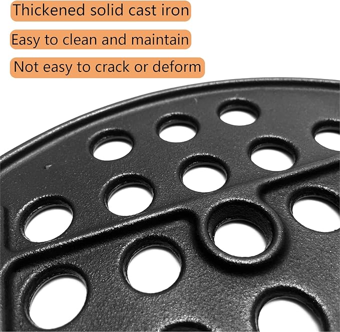11.75" Cast Iron Round Fire Grate, High Heat Charcoal Plate Fire Bottom Grate Replacement Parts for Kamado Joe Big Joe I II III 24" Charcoal Grill