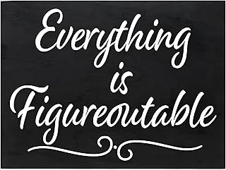 JennyGems Everything is Figureoutable Wooden Sign - Inspirational Office Decor & Uplifting Christmas Gift, 8x6 Home Office Desk Wall Decoration - Made in USA