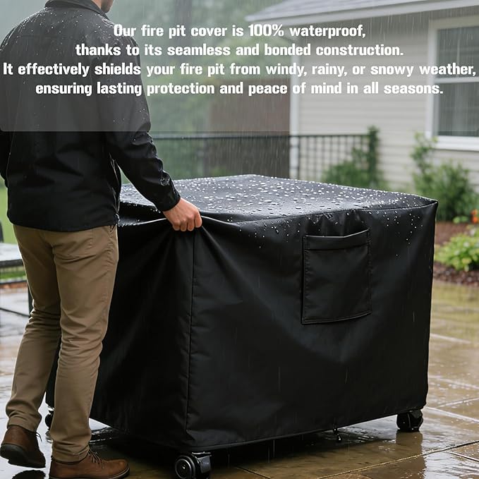 Chinchilla Heavy Duty 30 Inch Square Fire Pit Cover - 100% Waterproof & Weatherproof, Durable All-Season Protection for 28/29/30 Inch Propane Fire Pits and Tables