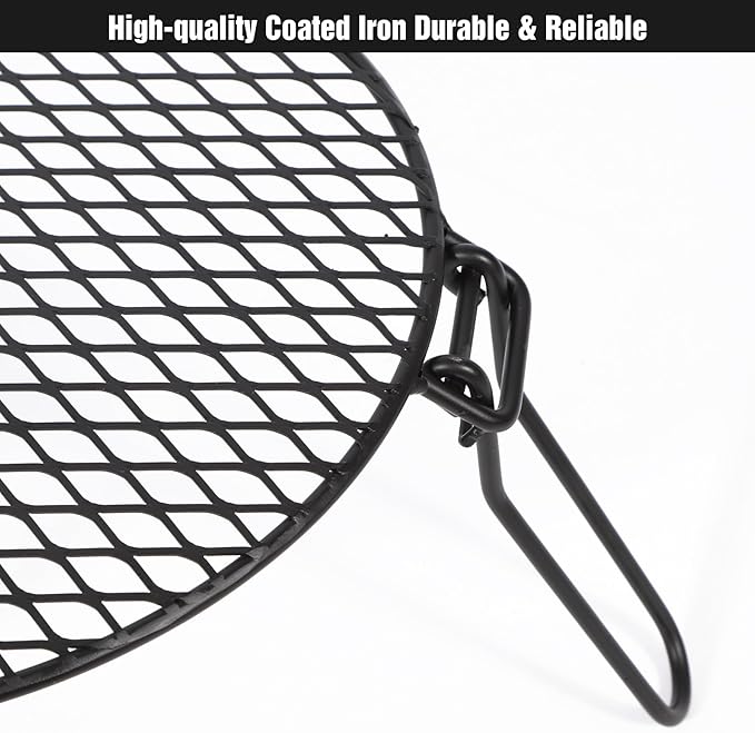 REDCAMP Folding Campfire Grill Grate Top for Solo Stove Bonfire, Portable Iron Campfire Tripod with Steel Grill for Bonfire Fire Pit, Dutch Oven, Open Fire Tripod Grill with Legs, Diameter: 18"