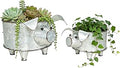 ShabbyDecor Galvanized Metal Pig Succulent Planter Farmhouse Pig Shaped Bowl Metal Pig Tray Rustic Decor Set of 2