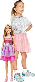 Large Barbie Doll with Blond Hair, 28 Inches Tall, Shimmery Pink Dress with Necklace and Hair Clip Accessories, HJY02