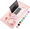 YSAGI Dual-Sided Desk Pad Protector, Desk Mat with Non-Slip - Waterproof PU Leather Office Desk Blotter for Mouse, Keyboard, Writing,31.5" x 15.7",Pink