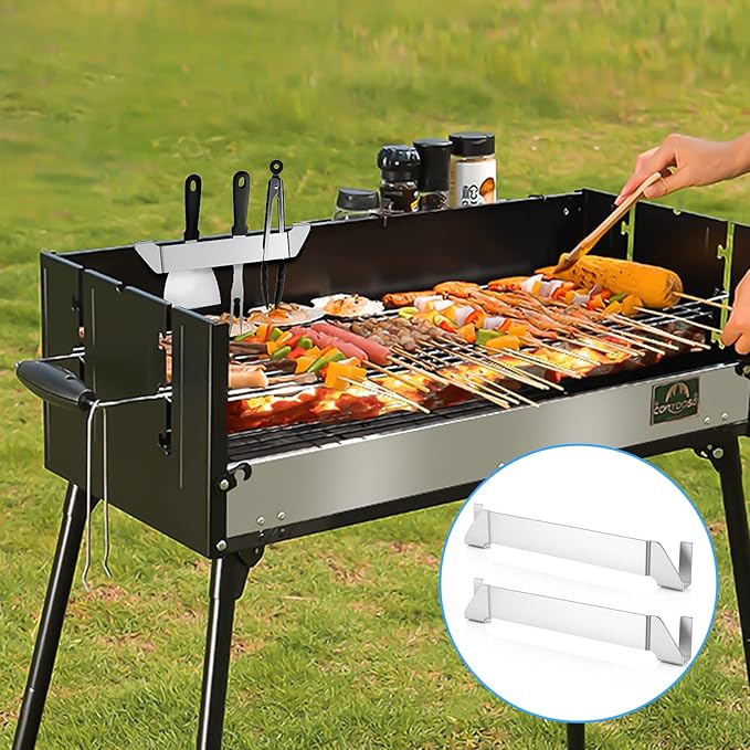 AUAUY 2 Pack Stainless Steel Griddle Spatula Stand, Grill Barbecue Tool Rack Hold Rack Griddle Accessories Holder for Blackstone, Camp Chef, Royal Gourmet, Outdoor Camping Picnic BBQ Essentials