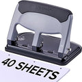 Bostitch EZ Squeeze 3 Hole Paper Punch, 40 Sheet Capacity, Heavy Duty Metal Office Hole Puncher with Chip Tray, Non-Slip Base & Paper Guide, 9/32" Holes for Binders, School & Home Office