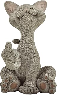 Catitude Whimsical Cat Raising Middle Finger Figurine - Hilarious Get Ready for Laughs - Stress Relief - Gifts for Cat Lovers,