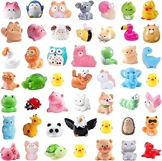 DIYDEC 50pcs Mini Resin Animal 50 Styles Tiny Resin Animals Miniature to Hide Little Small Animal Figures Bulk for Holiday Party Favors Bag Fillers Garden Dollhouse Crafts Decor
