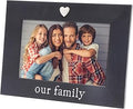 "Our Family Black 4x6 Picture Frame with Silver Heart Ornament, Tabletop Display, Family Photo Frame for Home Decor, Gift for Housewarming, Christmas, Home Keepsake