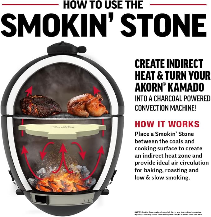 Char-Griller 6201 AKORN Kamado Grill Smokin' Stone, Ivory