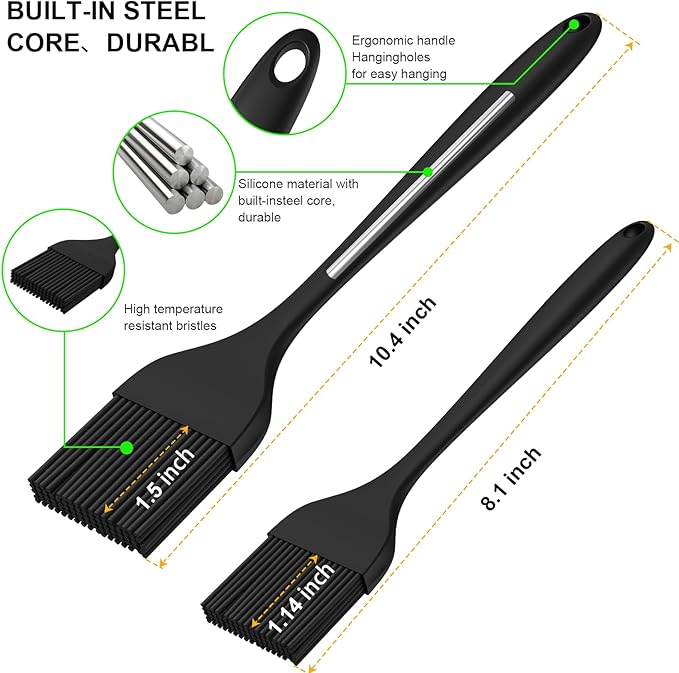 DE LINKAGE Silicone Basting Pastry Brush, Heat Resistant Cooking Brush for Oil and Sauce. BPA Free and Dishwasher Safe (2 Pcs).