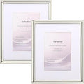 YiPinYin Classy Silver Plated 8x10'' Metal Picture Frame 2 pack,Classic Beaded Frame 8x10'' Mat 5x7'',Real Glass Front and Velvet Backing,Perfect Gifts and Treasured Memories