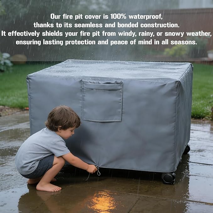 Chinchilla Heavy Duty 36 Inch Square Fire Pit Cover - 100% Waterproof & Weatherproof, Durable All-Season Protection for 32/33/34/35/36 Inch Propane Fire Pits and Tables