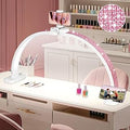 HITTI Super Large 31in Half Moon Light for Nail Desk, Foldable Arch Light for Nail Tech Lamp with Phone Stand, LED Table Lamp for Manicure, Handicraft, Art, Eyelash Extension (Crystal Diamond) -White