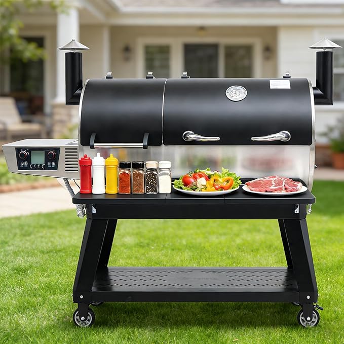 Utheer Folding Front Shelf for recteq DualFire 1200 Pellet Grill, Heavy-Duty Steel BBQ Prep Table, 40.7" x 10.2", 60 LB Load, Space-Saving Foldable Grill Shelf