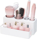 Lifewit Hair Tool Organizer Countertop, Removable Blow Dryer Holder for Bathroom, Acrylic Hot Tools Organizer Storage for Curling Iron, Brush, Straightener, 4 Stainless Cups, White, 30 cm/12 inch(L)