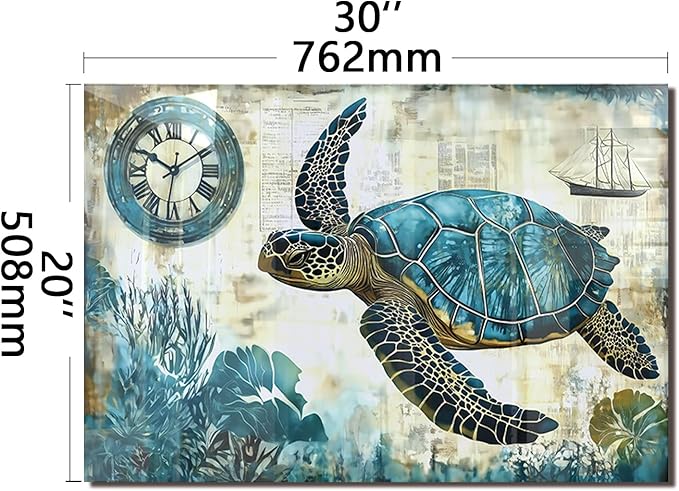 fzxwyishu Beach turtle Tempered Glass Kitchen Backsplash, Stove Back Top Cover, Splashback Tile, Kitchen Sink Cover Splash Guard, Home Kitchen Decor (30"x20"(76.2x50.8cm))