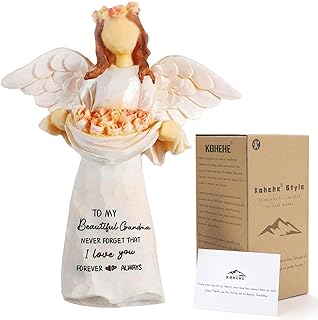 Kohehe Grandma Gifts,Grandma Birthday Gifts from Granddaughter,5.12" Handmade Angel Figurine,Meaningful Grandmother Gift Ideas for Birthday Christmas Mothers Day