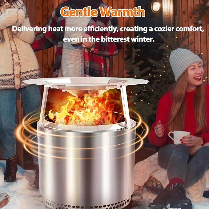 Heat Deflector for Solo Stove Bonfire 19.5", 304 Stainless Steel Portable Heat Diffuser with Handle&Leg Accessory for Bonfire Fire Pit Captures/Redirects Warmth for Solo Stove Accessories