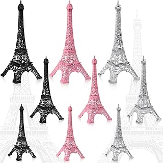 Wesiti 9 Pcs Eiffel Tower Decor Statue Alloy Metal Eiffel Tower Cake Topper French Paris Souvenir Gift Multiple Sizes for Cake Stand Table Holder Collectible Figurines Decorations(5.1'' 5.9'' 7'')