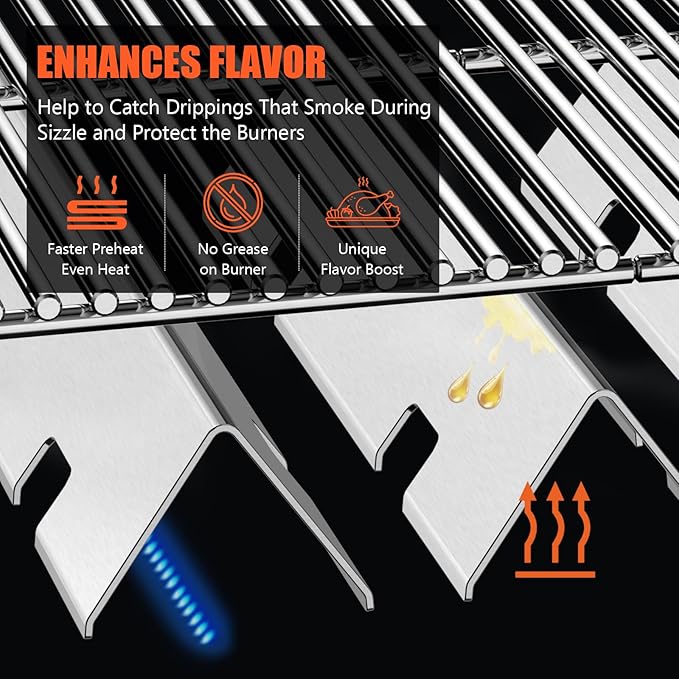 QuliMetal 7636 67046 Flavorizer Bars for Weber Spirit 300 & GS4 Spirit II 300 Series, Spirit E310 E320 E330 S310 S315 S320 S330 Grill with Front Control Knob - 15.3 Inch Flavor Bars Replacement Parts